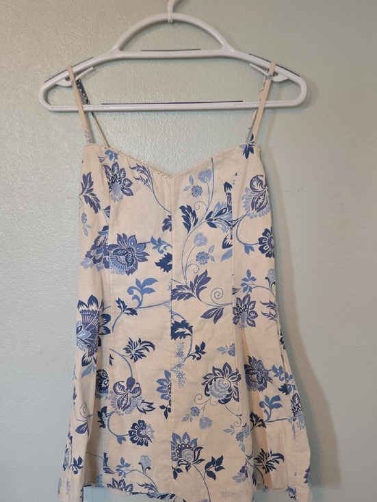 Abercrombie & Fitch Dresses & Skirts - Abercrombie & Fitch | Cream And Blue Floral Linen Blend Mini Dress Size XS